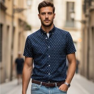 J. Crew Men's Navy Anchor Print Shirt